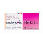 CoAprovel、ジェネリックアバライド、イルベサルタン150mg/ヒドロクロロチアジド12.5mg　箱正面